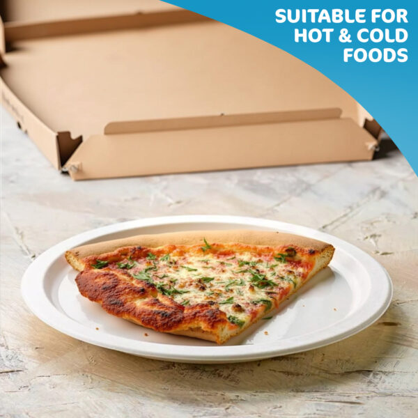Small to Large Size Premium Quality Disposable Strong Bagasse Plates Biodegradable & Compostable (50 Pack) - Image 7