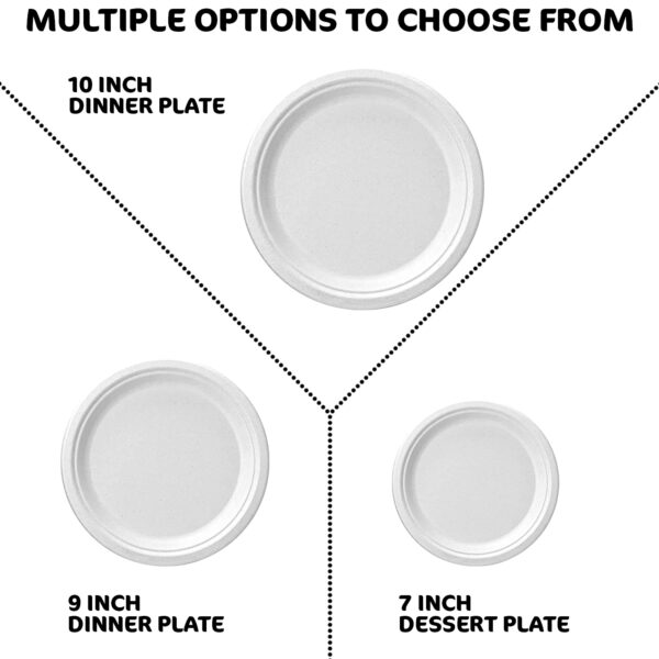 Small to Large Size Premium Quality Disposable Strong Bagasse Plates Biodegradable & Compostable (50 Pack) - Image 10